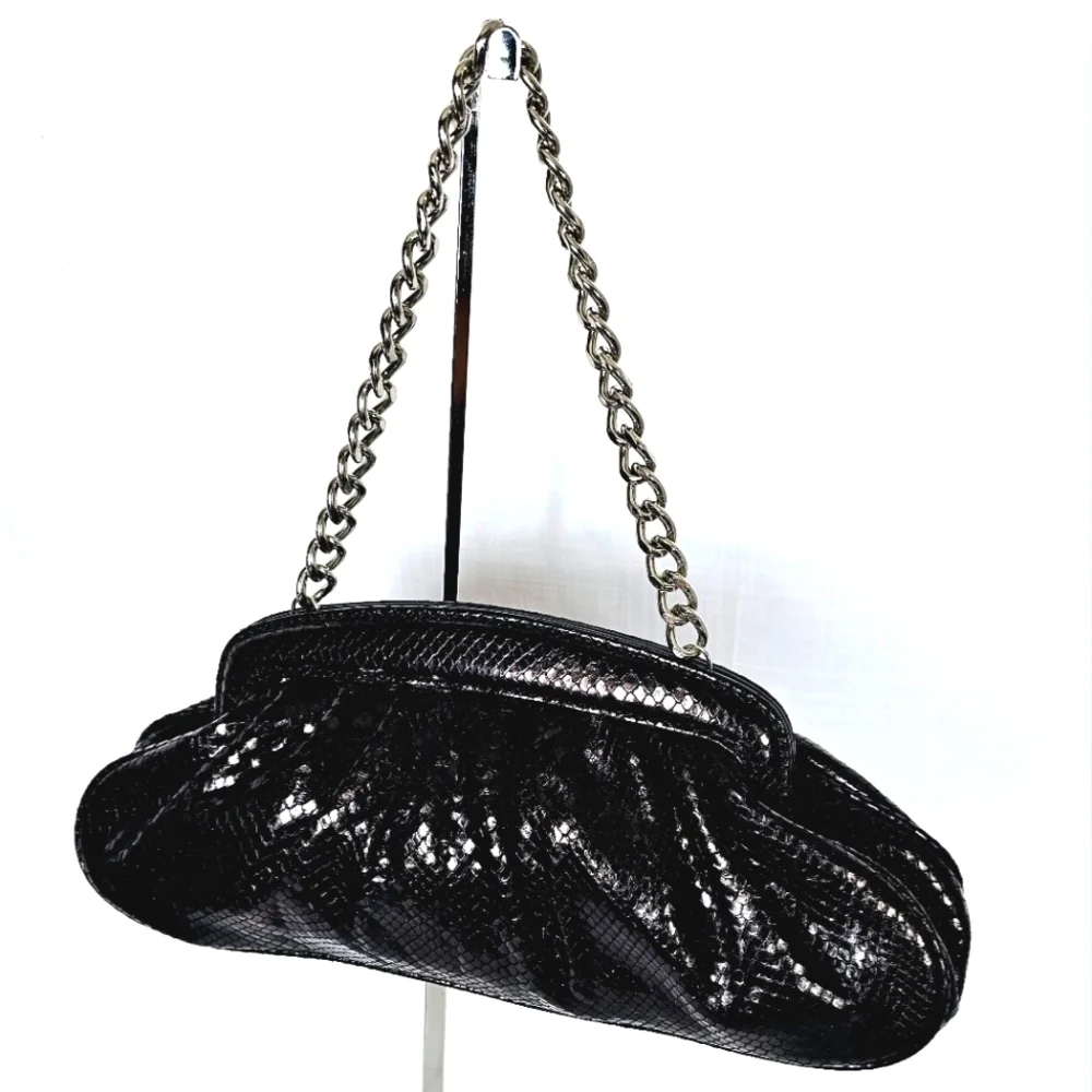 Banana republic Black/Bronze Litmus Color Leather Baguette Shoulder Bag